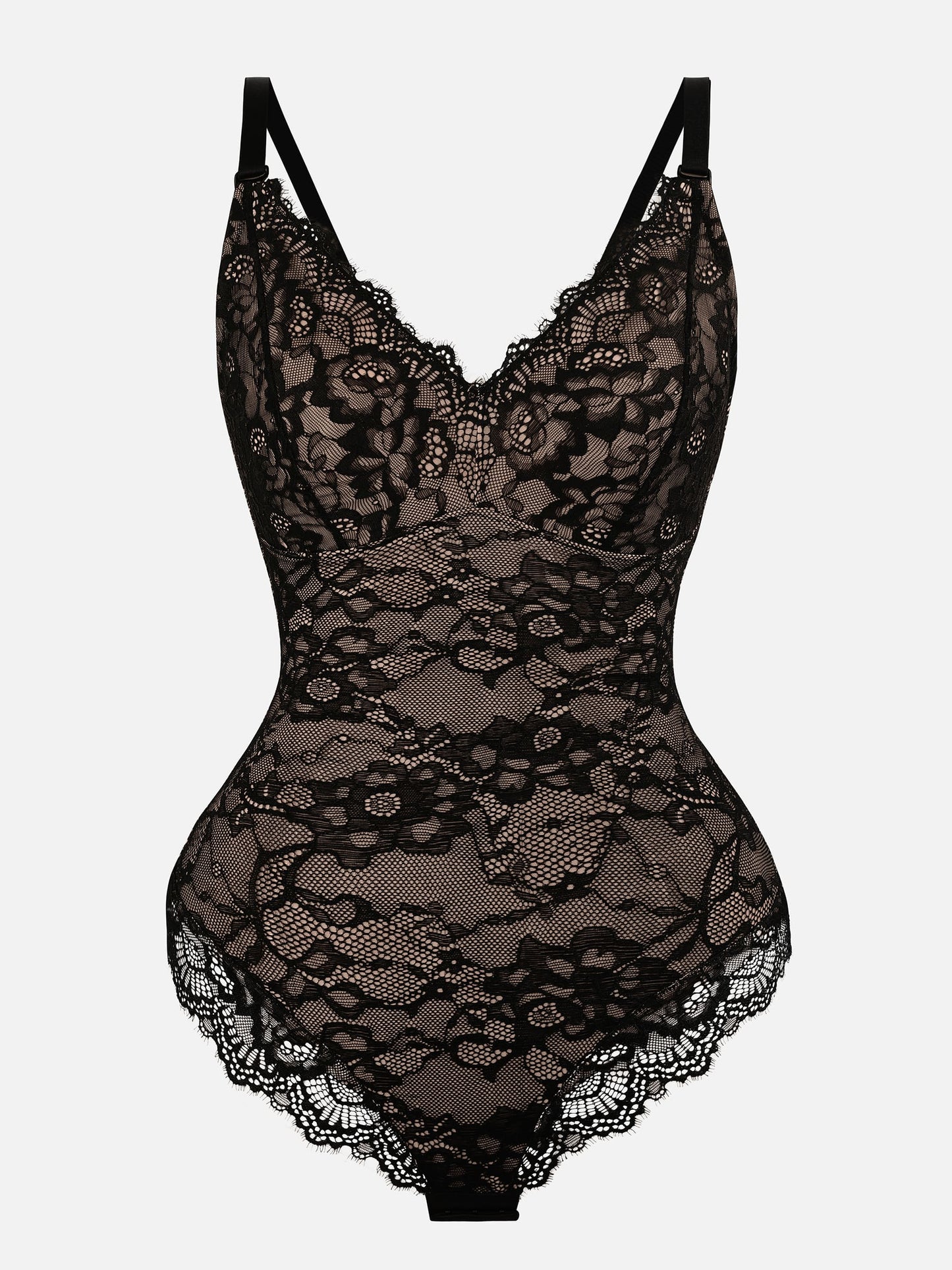 Feelingirl Lace V Neck Full Bodysuit